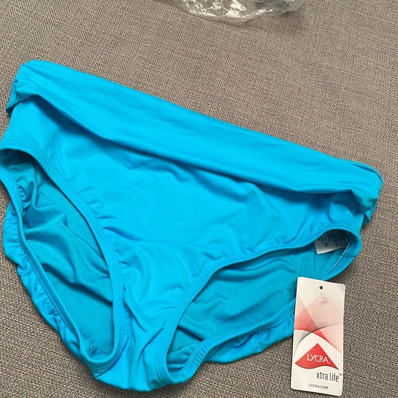NWT LAND’ END Mid or High Waisted Swim Bikini Bottoms Small 6-8 Turquoise Color - Picture 8 of 11